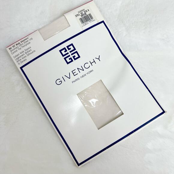 Vintage NEW GIVENCHY White Crystal Shimmery Ultra Sheer Control Top Pantyhose - Picture 1 of 13